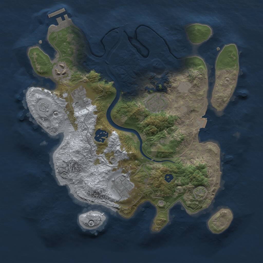 Rust Map: Procedural Map, Size: 3000, Seed: 1360387950, 9 Monuments