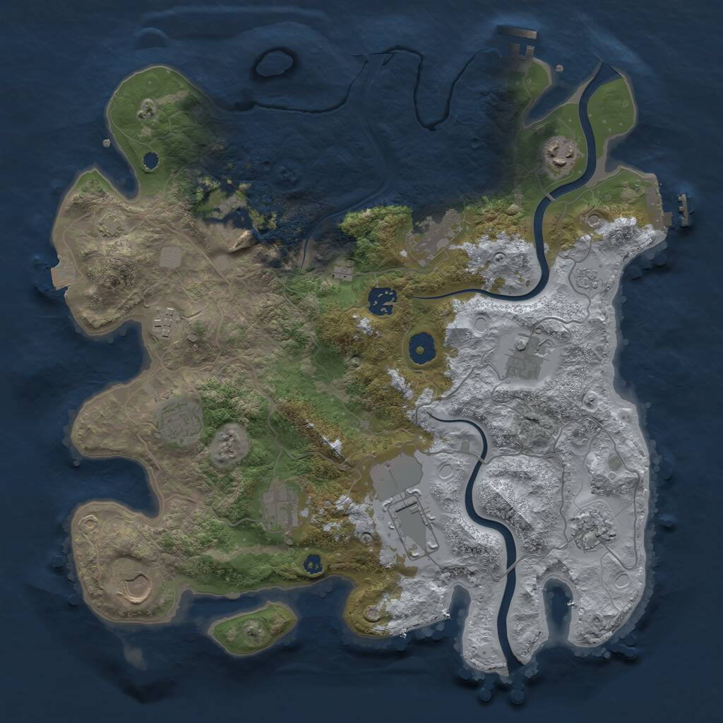 Rust Map: Procedural Map, Size: 3700, Seed: 1608877184, 17 Monuments