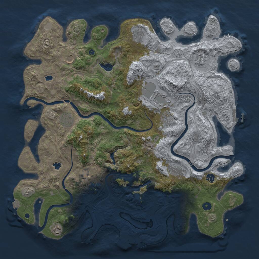Rust Map: Procedural Map, Size: 4500, Seed: 256224309, 17 Monuments