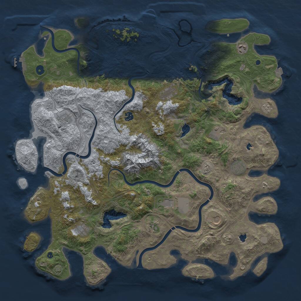 Rust Map: Procedural Map, Size: 5000, Seed: 76514825, 17 Monuments