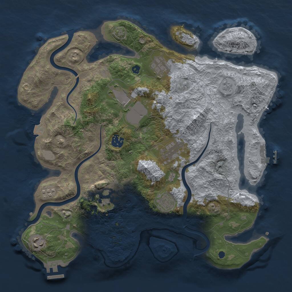 Rust Map: Procedural Map, Size: 3500, Seed: 25194218, 14 Monuments
