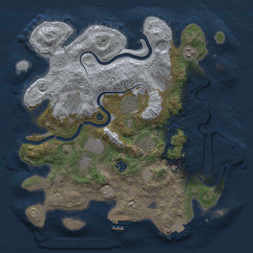Rust Map: Procedural Map, Size: 3500, Seed: 2188133, 14 Monuments