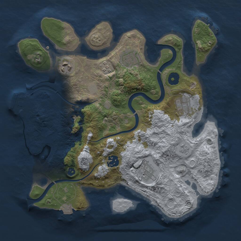 Rust Map: Procedural Map, Size: 3000, Seed: 1154444618, 10 Monuments