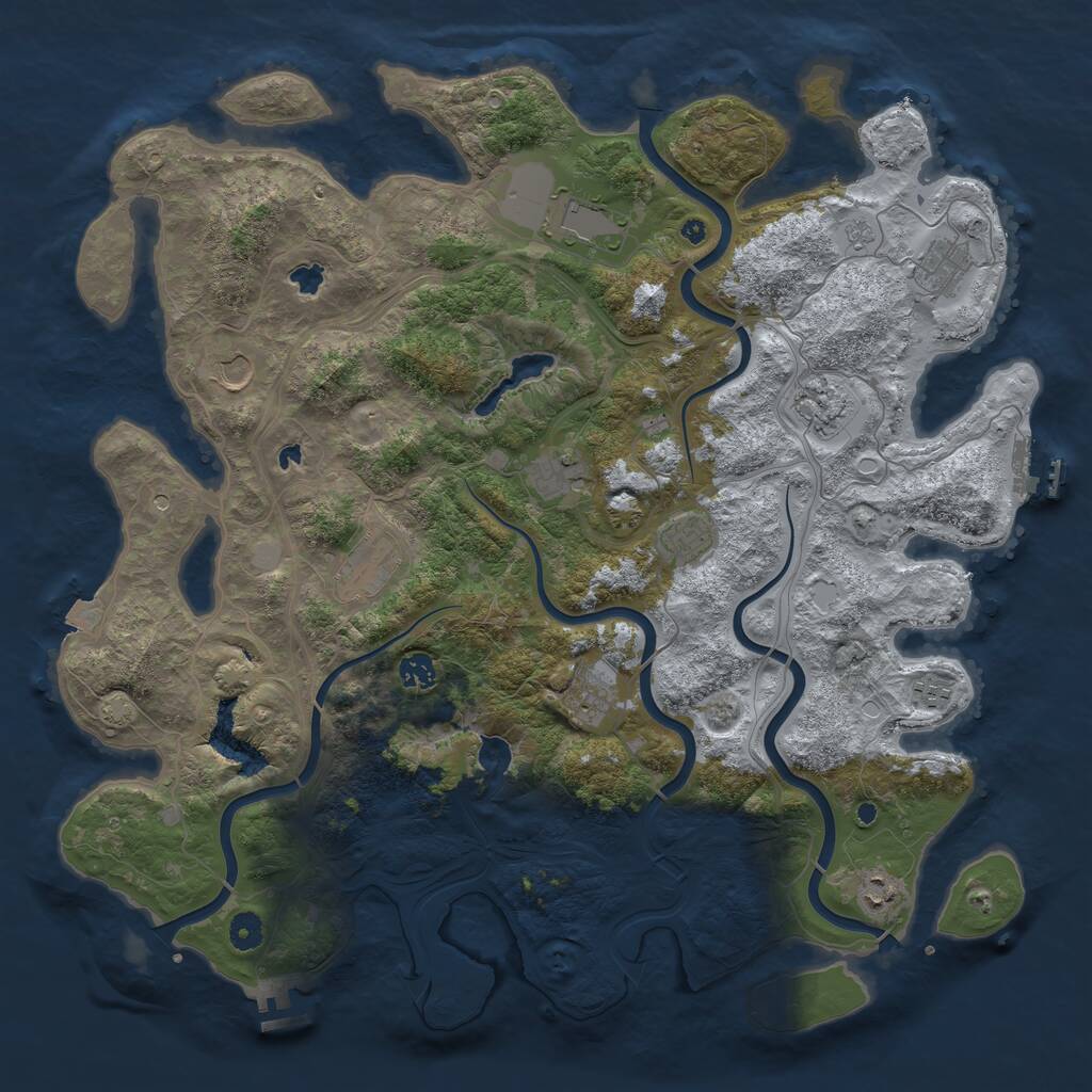 Rust Map: Procedural Map, Size: 4500, Seed: 1470915061, 17 Monuments