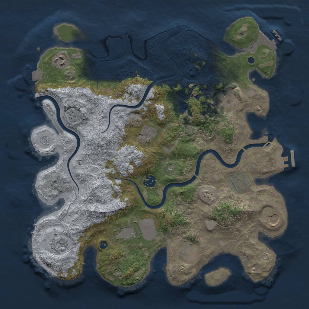 Rust Map: Procedural Map, Size: 3750, Seed: 550496754, 16 Monuments