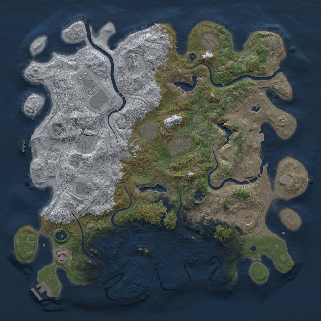 Rust Map: Procedural Map, Size: 4500, Seed: 1282946112, 17 Monuments