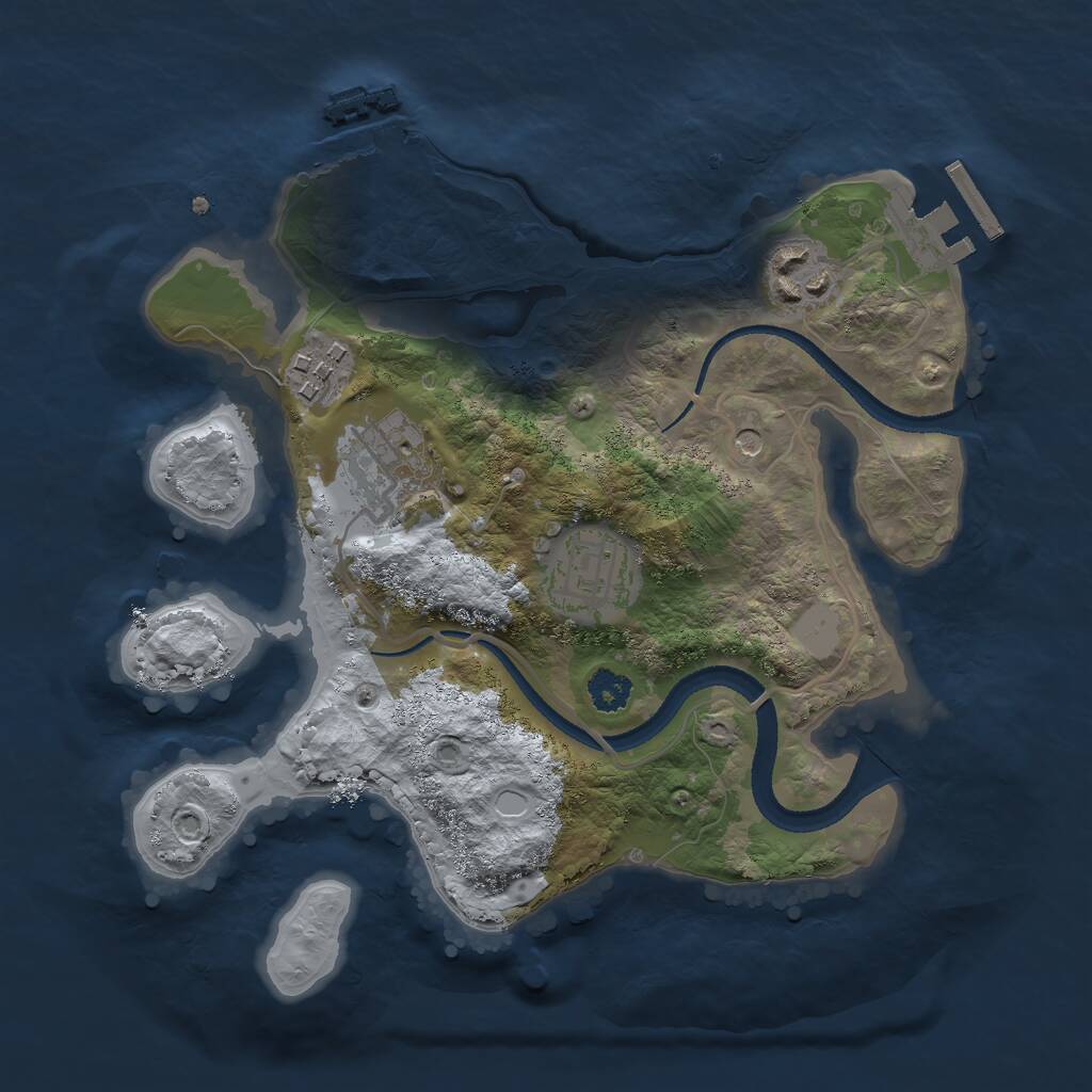 Rust Map: Procedural Map, Size: 2553, Seed: 672, 8 Monuments