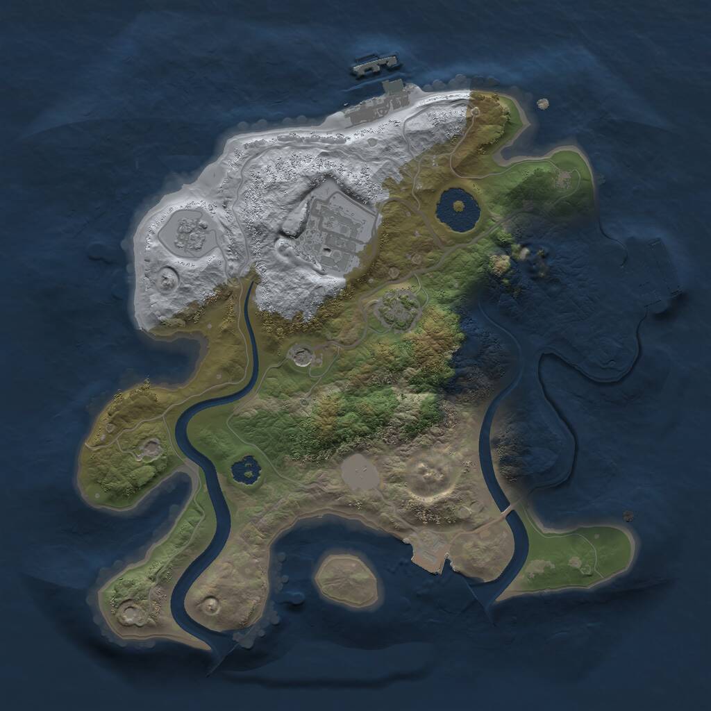 Rust Map: Procedural Map, Size: 2500, Seed: 375082668, 7 Monuments