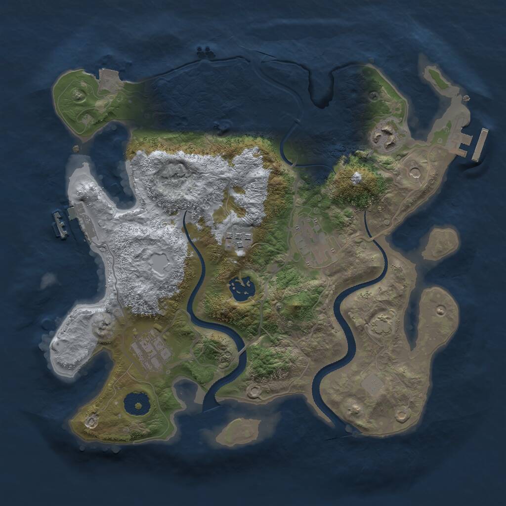 Rust Map: Procedural Map, Size: 3000, Seed: 1566042817, 10 Monuments