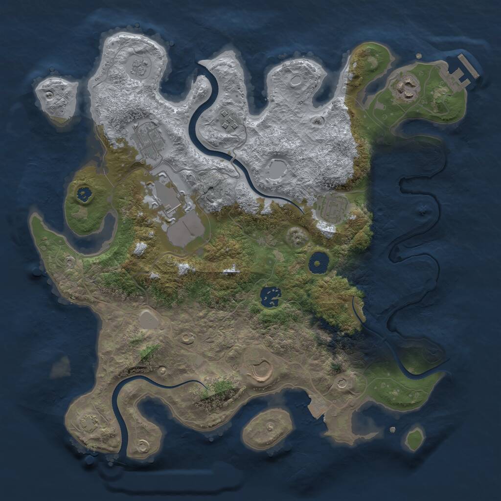 Rust Map: Procedural Map, Size: 3500, Seed: 1977100961, 12 Monuments