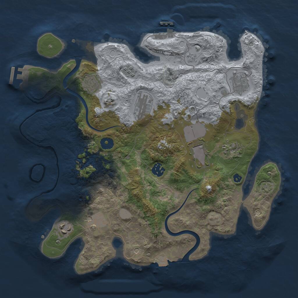 Rust Map: Procedural Map, Size: 3500, Seed: 1646260264, 15 Monuments