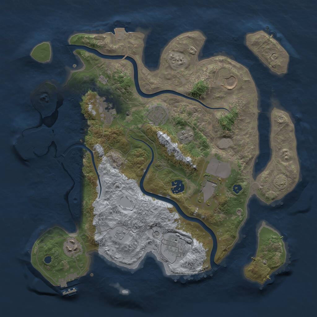 Rust Map: Procedural Map, Size: 3500, Seed: 1306163895, 14 Monuments
