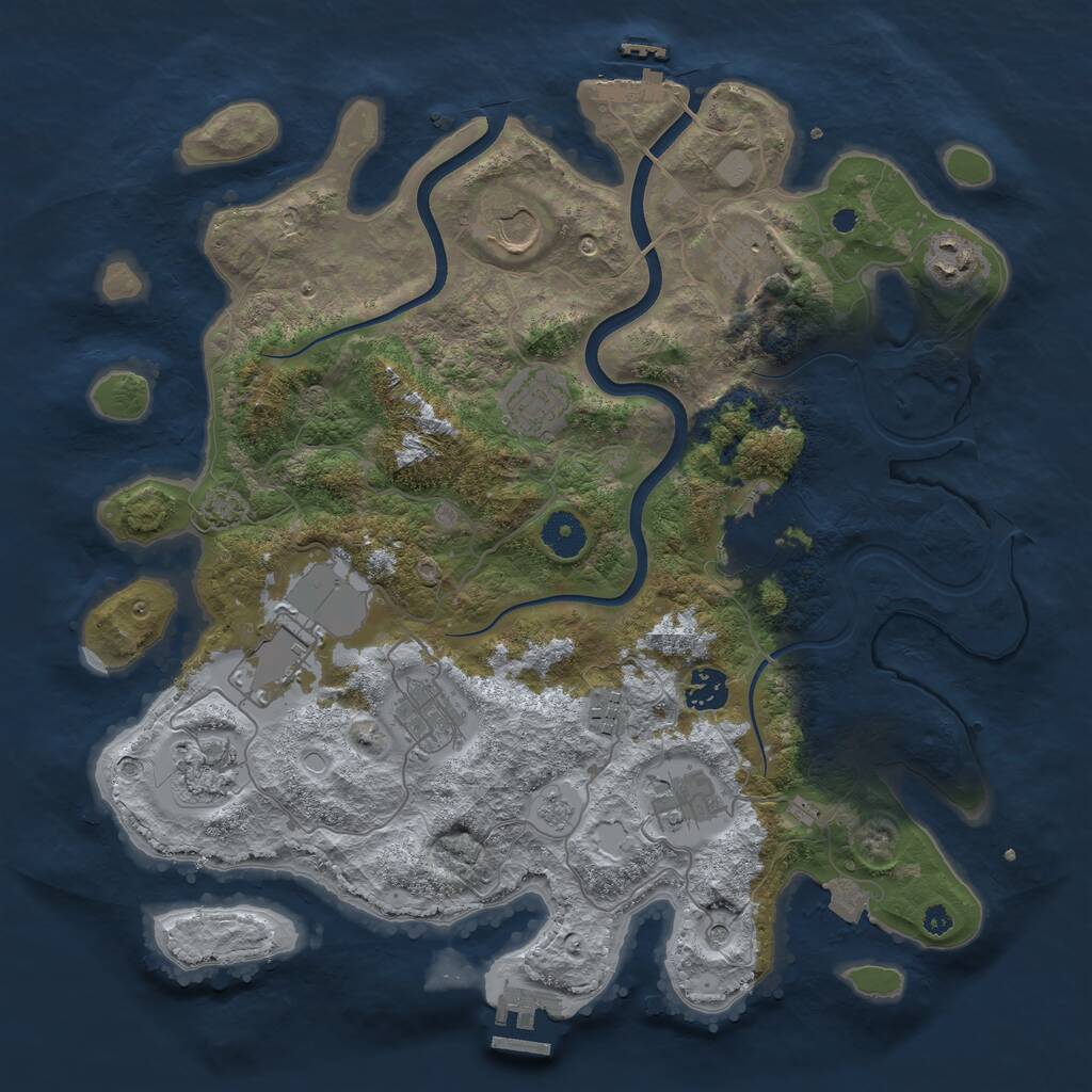 Rust Map: Procedural Map, Size: 3750, Seed: 230060040, 17 Monuments