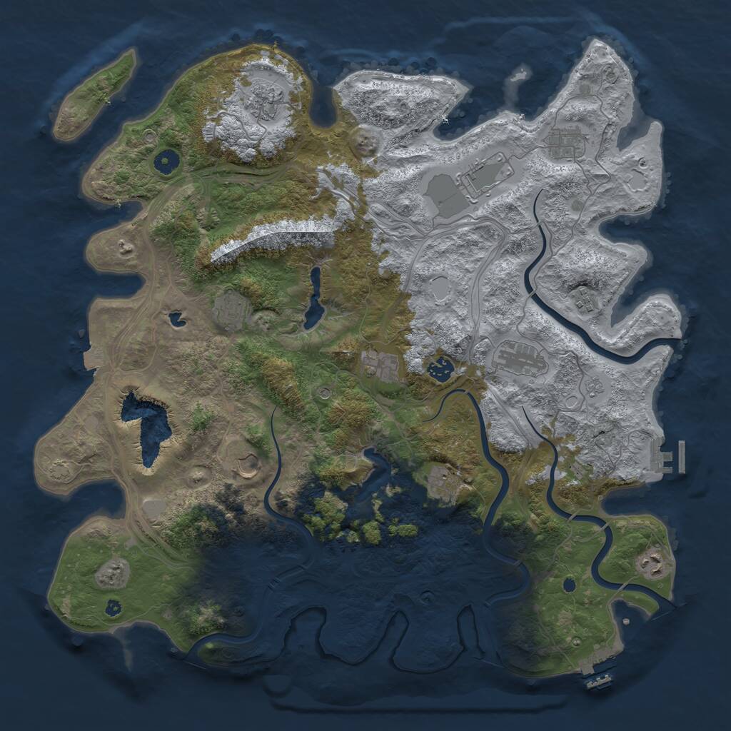 Rust Map: Procedural Map, Size: 4500, Seed: 2127059507, 17 Monuments