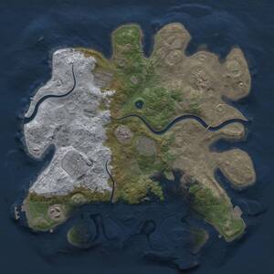 Thumbnail Rust Map: Procedural Map, Size: 3300, Seed: 1571717406, 13 Monuments