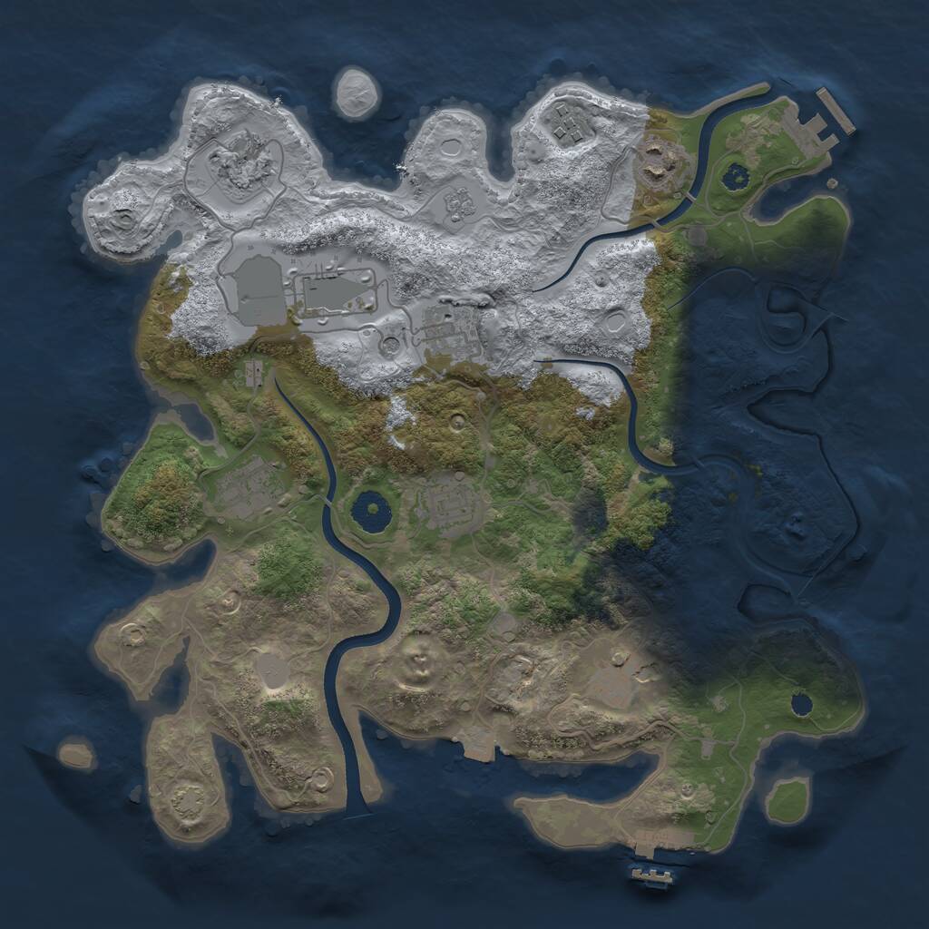Rust Map: Procedural Map, Size: 3500, Seed: 2027909363, 14 Monuments