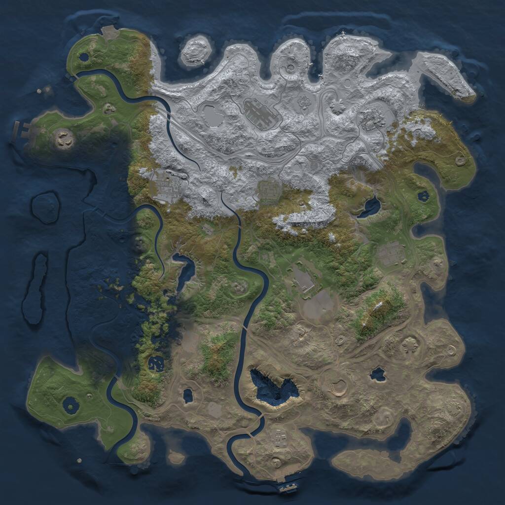 Rust Map: Procedural Map, Size: 4500, Seed: 353672376, 17 Monuments