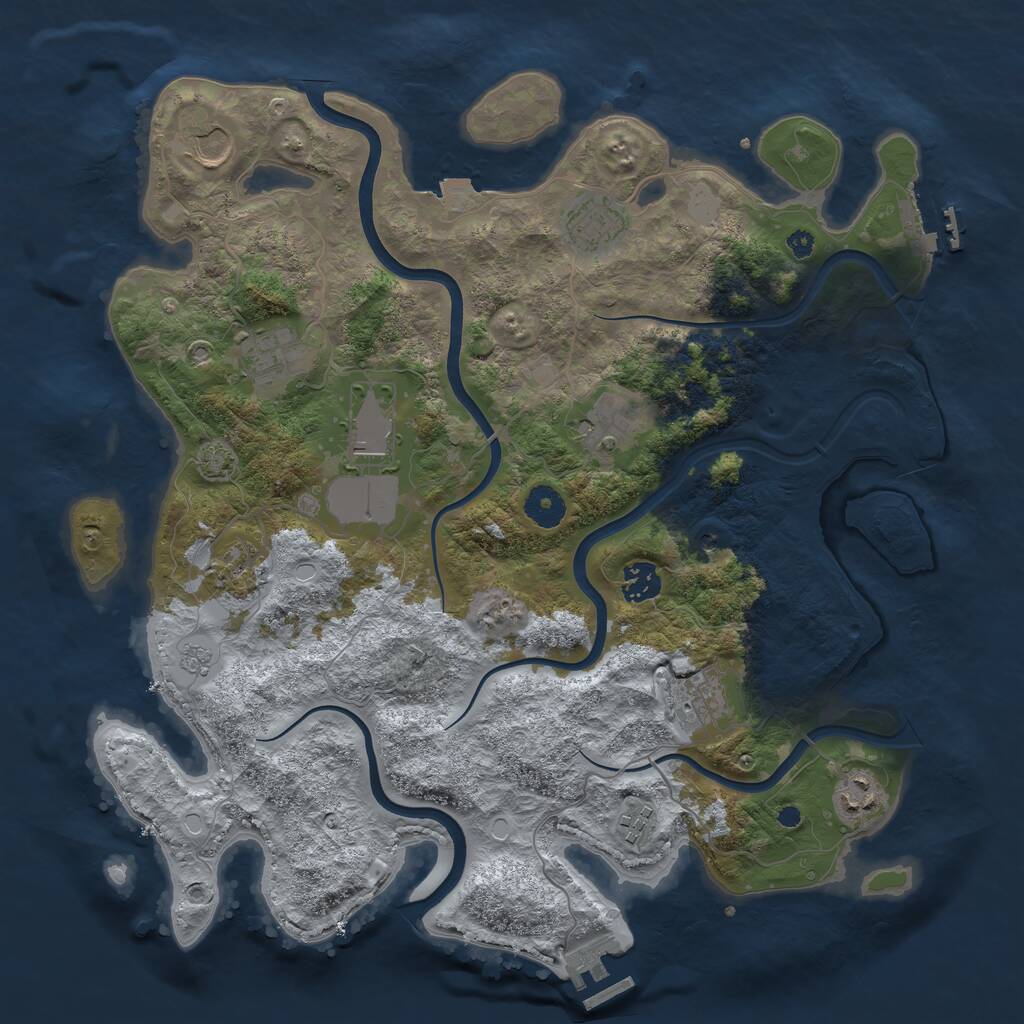 Rust Map: Procedural Map, Size: 3800, Seed: 97012, 16 Monuments