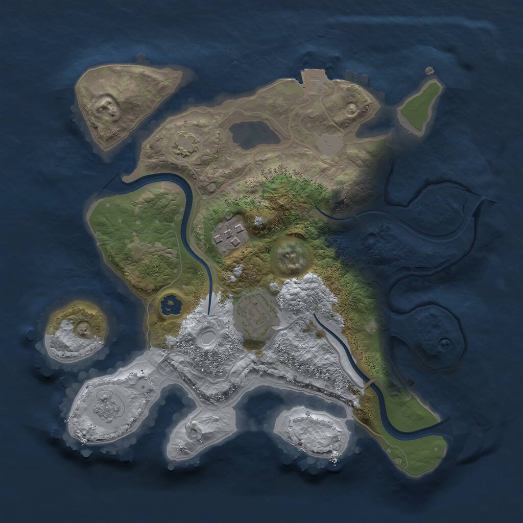 Rust Map: Procedural Map, Size: 2500, Seed: 1480458304, 5 Monuments