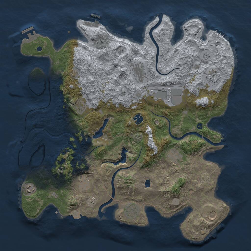 Rust Map: Procedural Map, Size: 4050, Seed: 1424242522, 17 Monuments