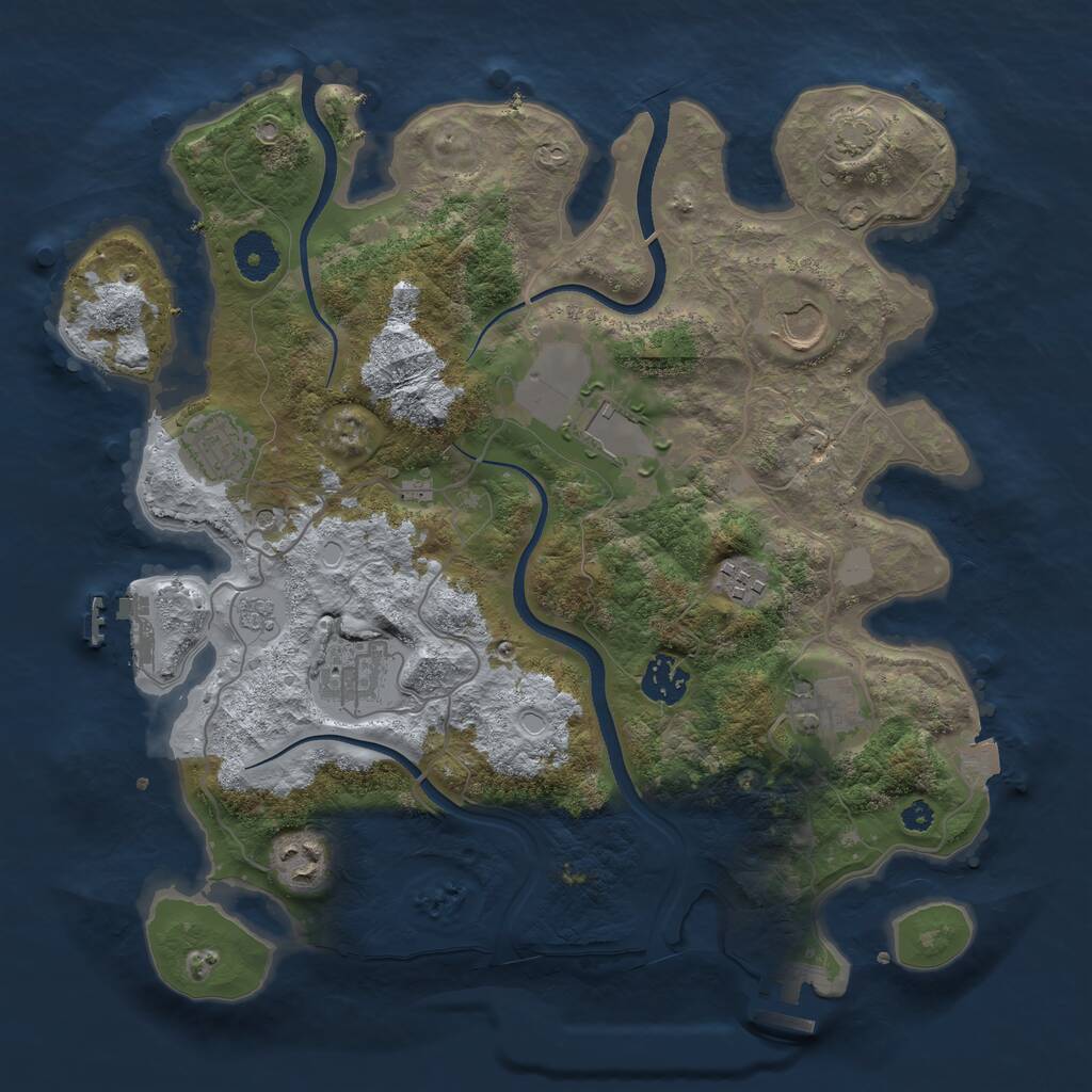 Rust Map: Procedural Map, Size: 3500, Seed: 954328247, 14 Monuments
