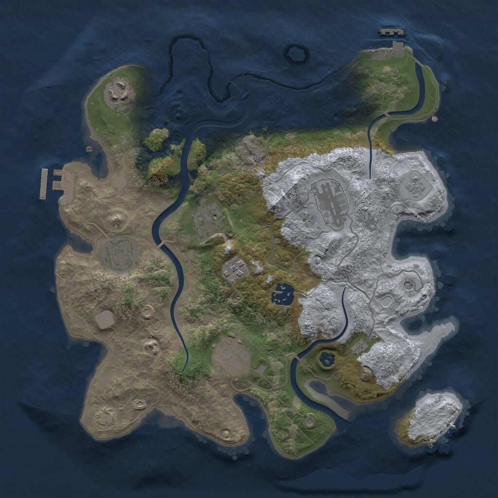 Rust Map: Procedural Map, Size: 3250, Seed: 2005708799, 13 Monuments