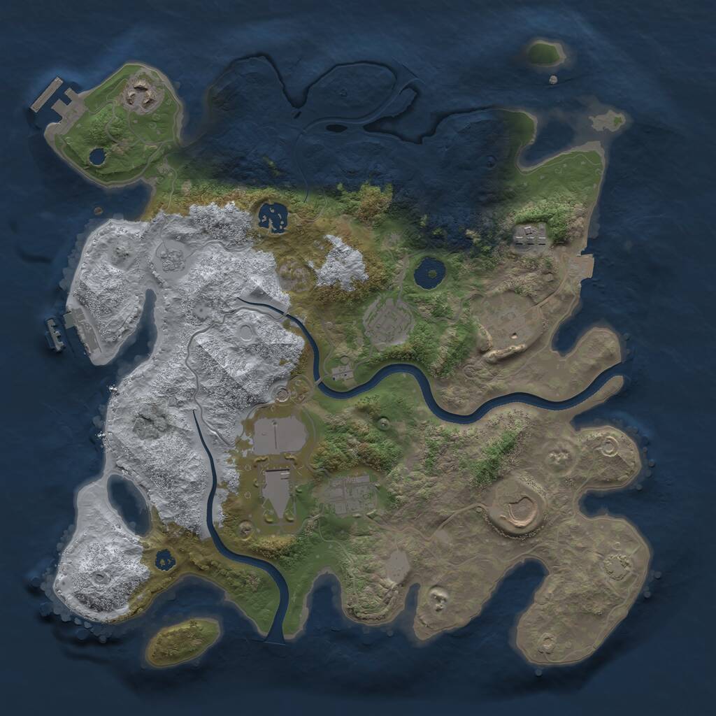 Rust Map: Procedural Map, Size: 3500, Seed: 45150649, 14 Monuments