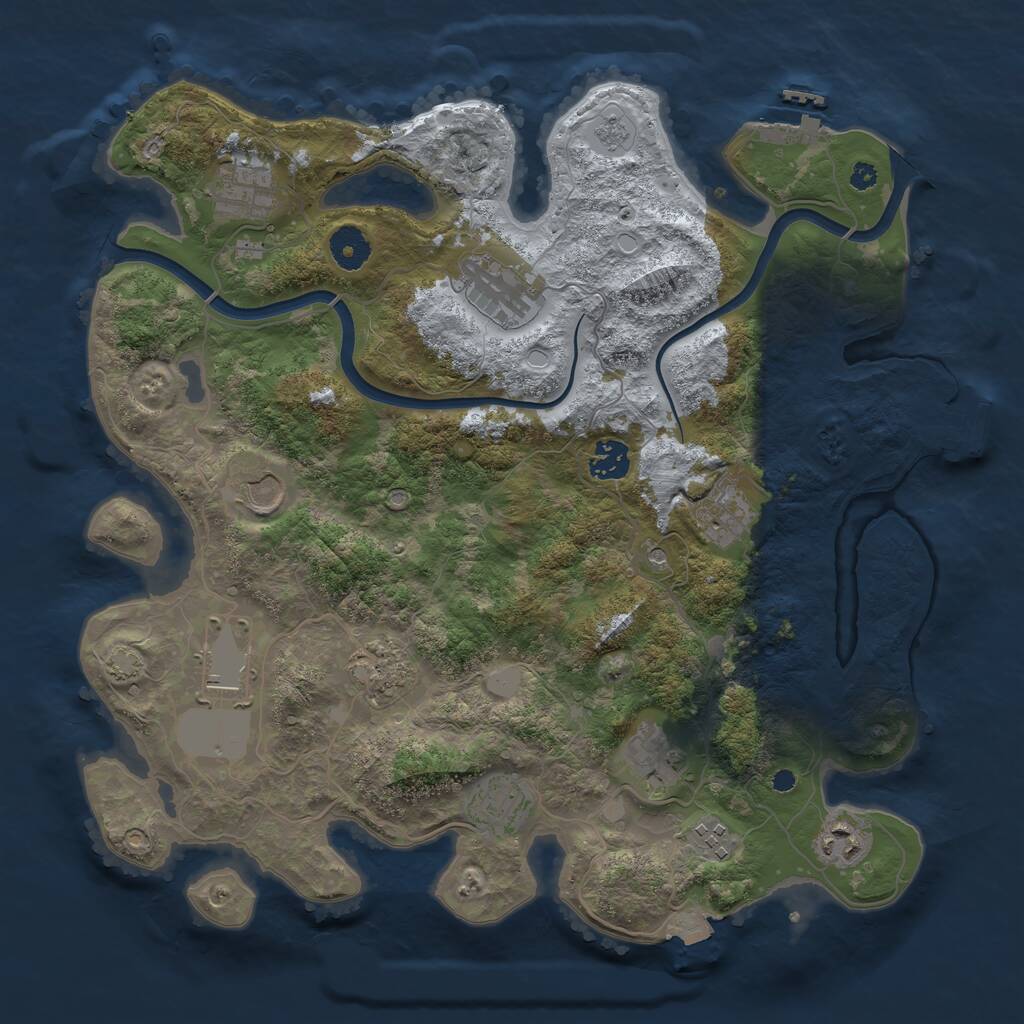 Rust Map: Procedural Map, Size: 3750, Seed: 1216389827, 17 Monuments
