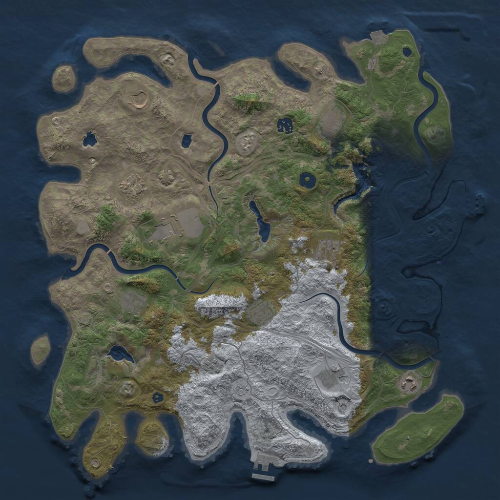 Rust Map: Procedural Map, Size: 4500, Seed: 1897269068, 17 Monuments
