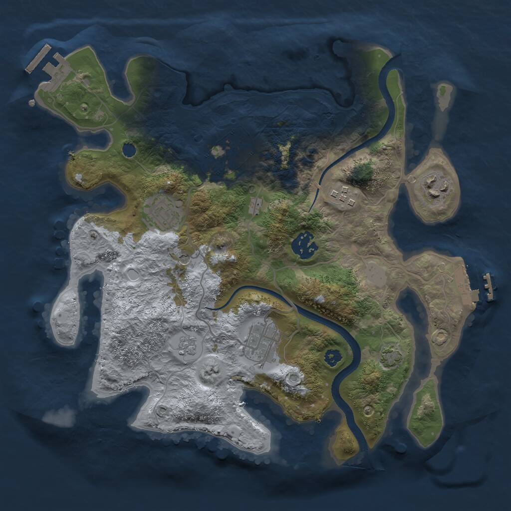 Rust Map: Procedural Map, Size: 3000, Seed: 1845639201, 12 Monuments