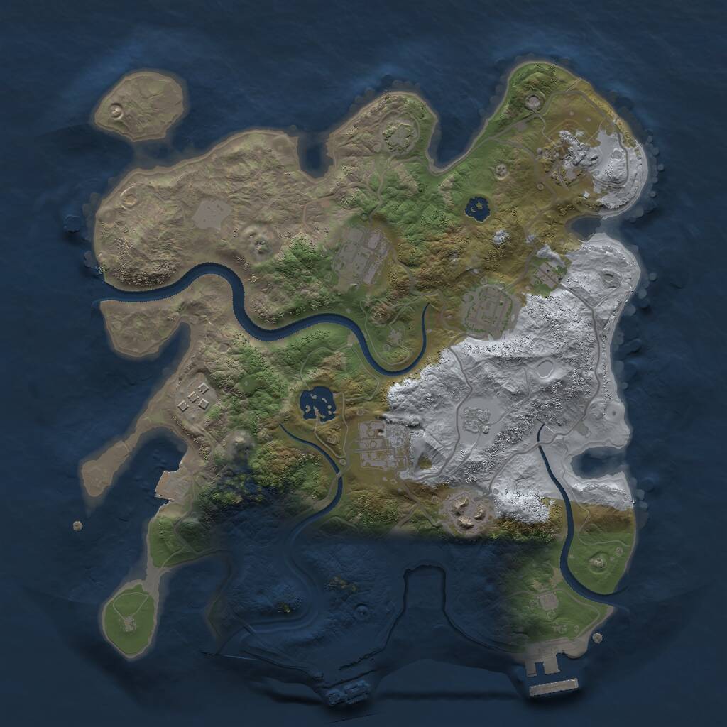 Rust Map: Procedural Map, Size: 3000, Seed: 1192568300, 12 Monuments