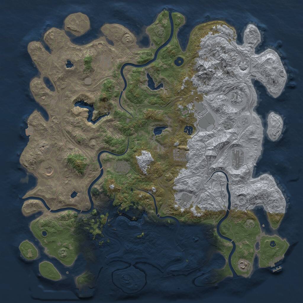 Rust Map: Procedural Map, Size: 5000, Seed: 69567, 17 Monuments