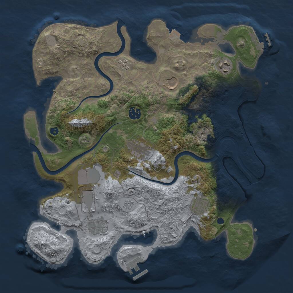 Rust Map: Procedural Map, Size: 3500, Seed: 1711995530, 14 Monuments