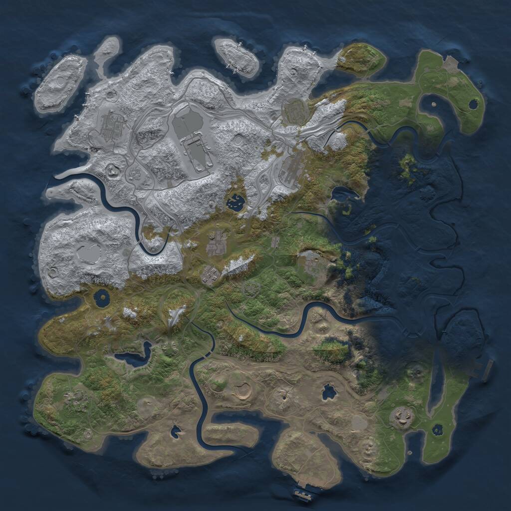 Rust Map: Procedural Map, Size: 4500, Seed: 1021447413, 17 Monuments