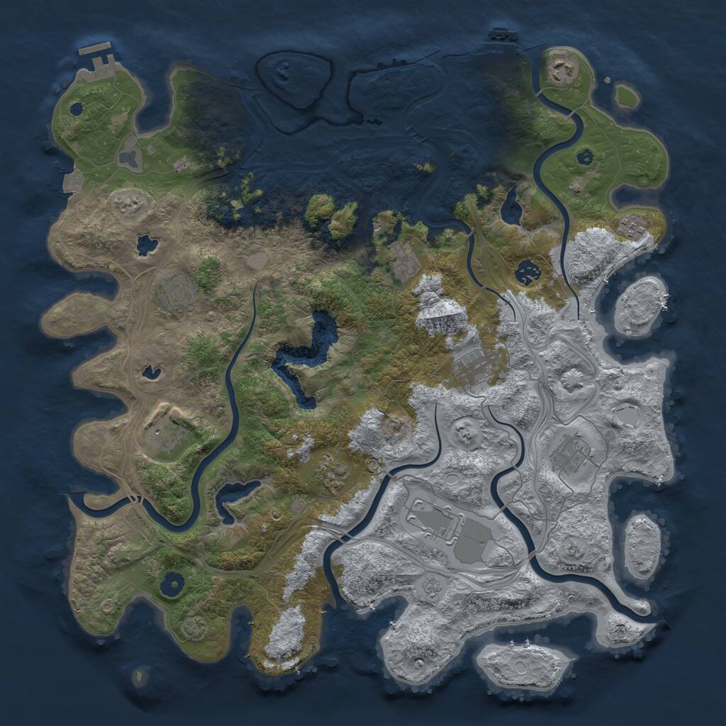Rust Map: Procedural Map, Size: 4500, Seed: 1092957777, 16 Monuments