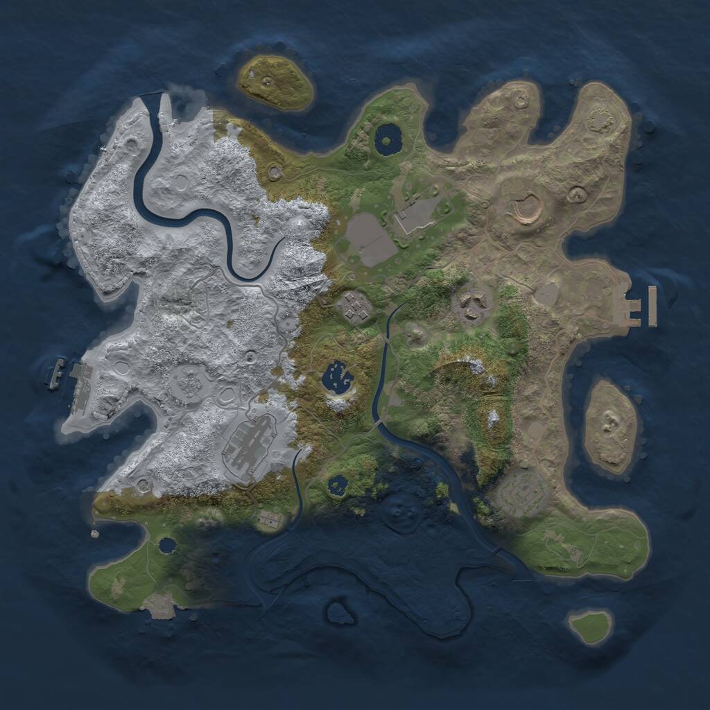 Rust Map: Procedural Map, Size: 3500, Seed: 597335094, 13 Monuments