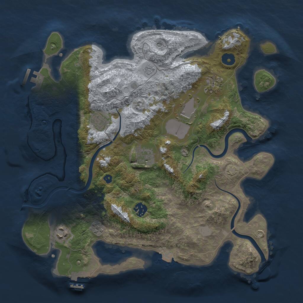 Rust Map: Procedural Map, Size: 3500, Seed: 165383313, 13 Monuments