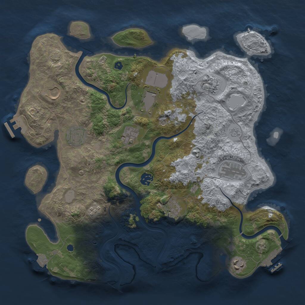 Rust Map: Procedural Map, Size: 3700, Seed: 44501, 16 Monuments