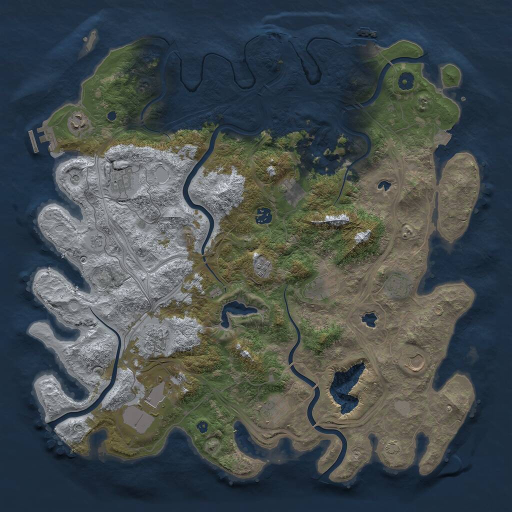Rust Map: Procedural Map, Size: 4500, Seed: 1347288810, 17 Monuments