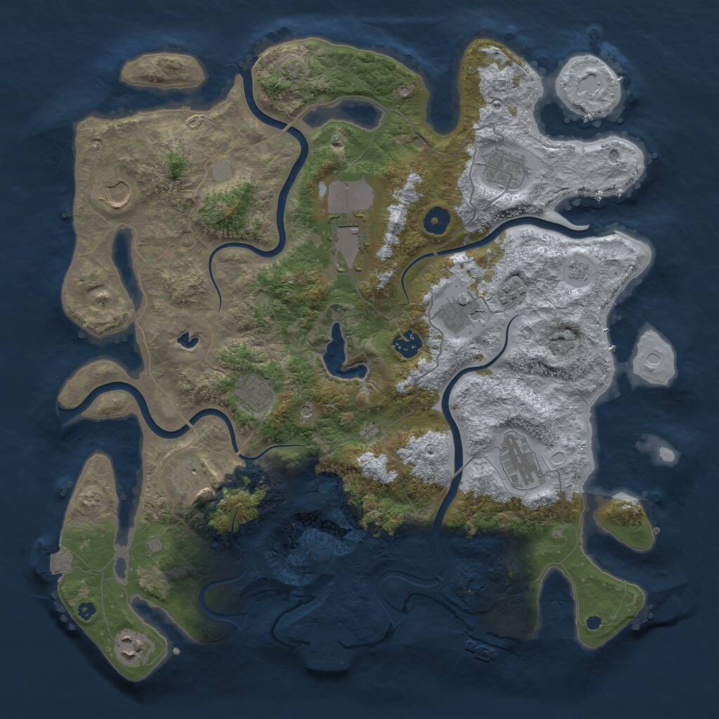 Rust Map: Procedural Map, Size: 4050, Seed: 1582433059, 16 Monuments