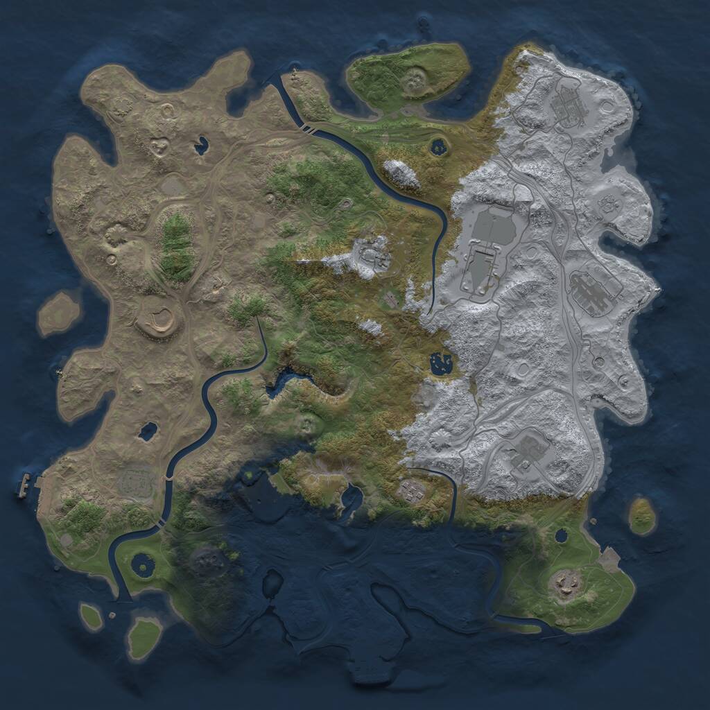 Rust Map: Procedural Map, Size: 4500, Seed: 611162574, 17 Monuments