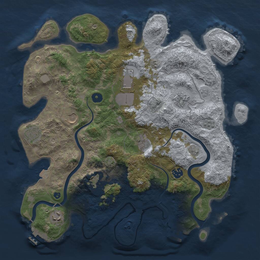 Rust Map: Procedural Map, Size: 3750, Seed: 887965429, 15 Monuments