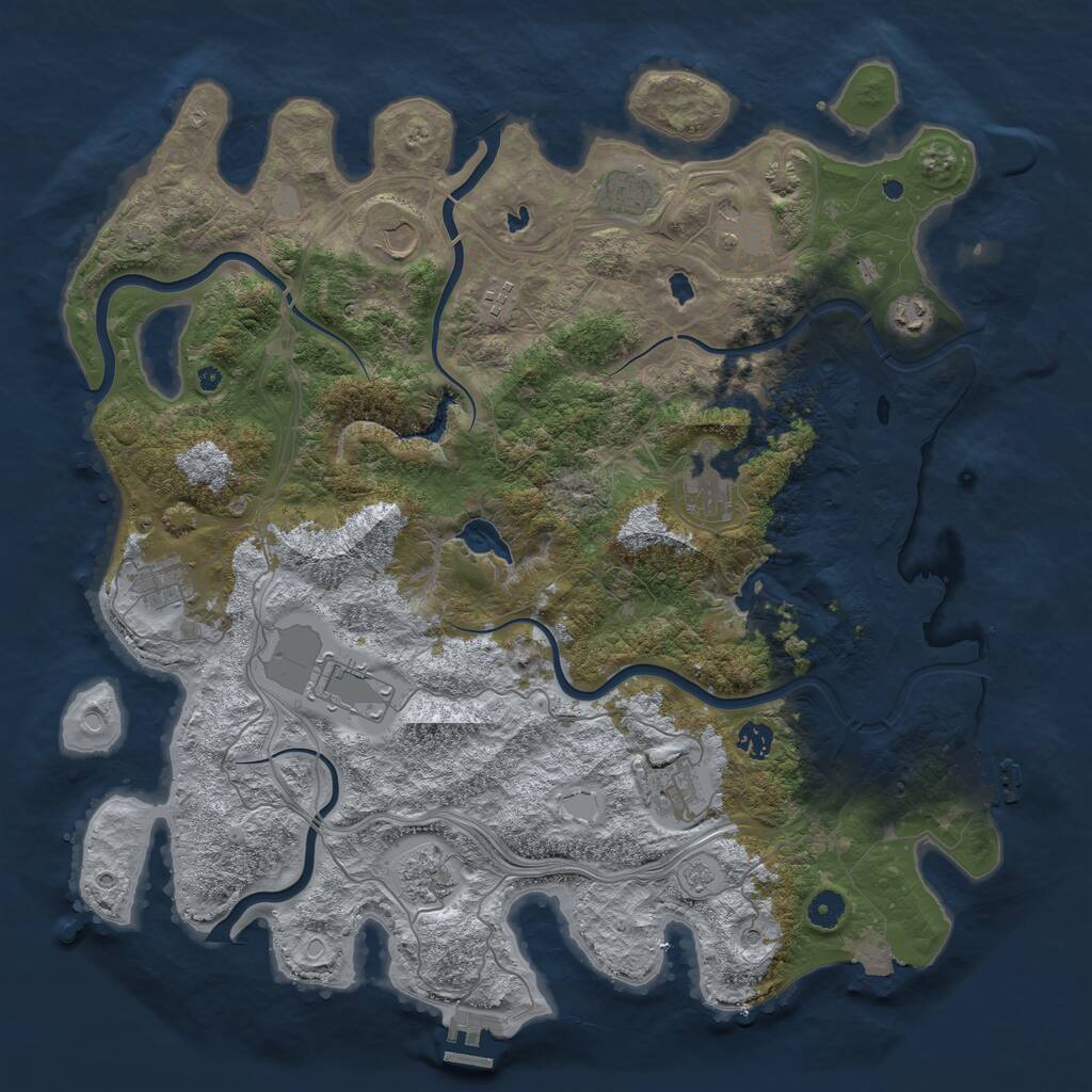 Rust Map: Procedural Map, Size: 4500, Seed: 87931412, 17 Monuments