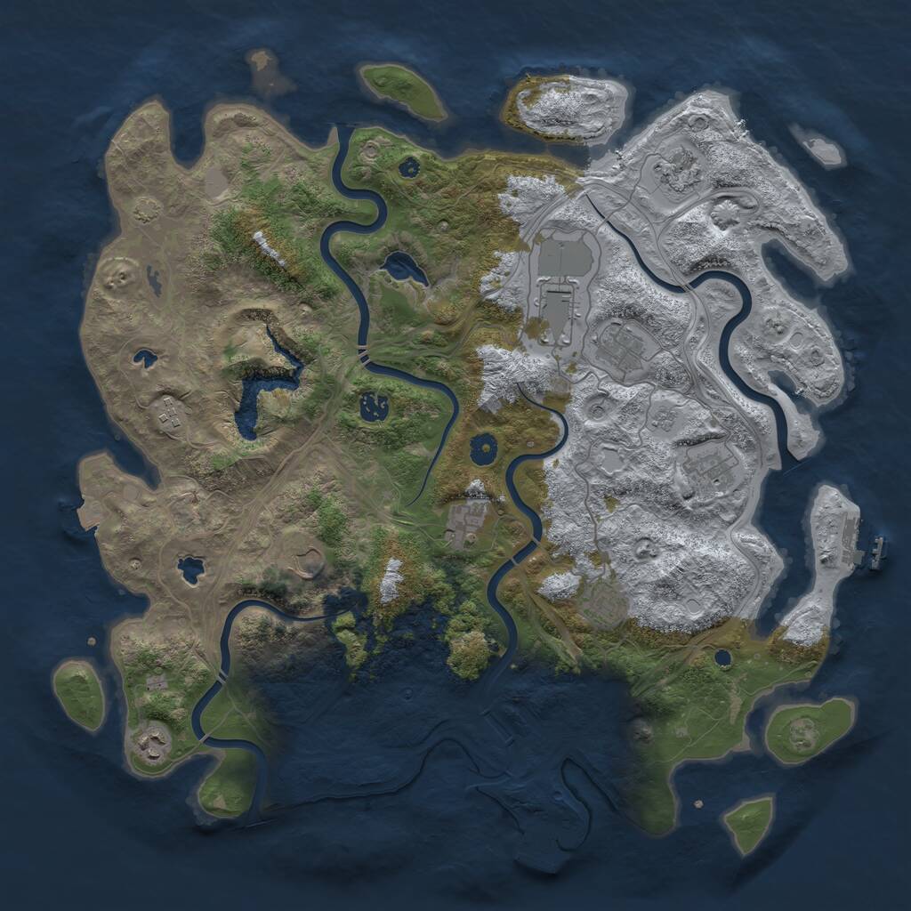 Rust Map: Procedural Map, Size: 4500, Seed: 2051708139, 16 Monuments