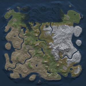 Thumbnail Rust Map: Procedural Map, Size: 5000, Seed: 601050876, 17 Monuments