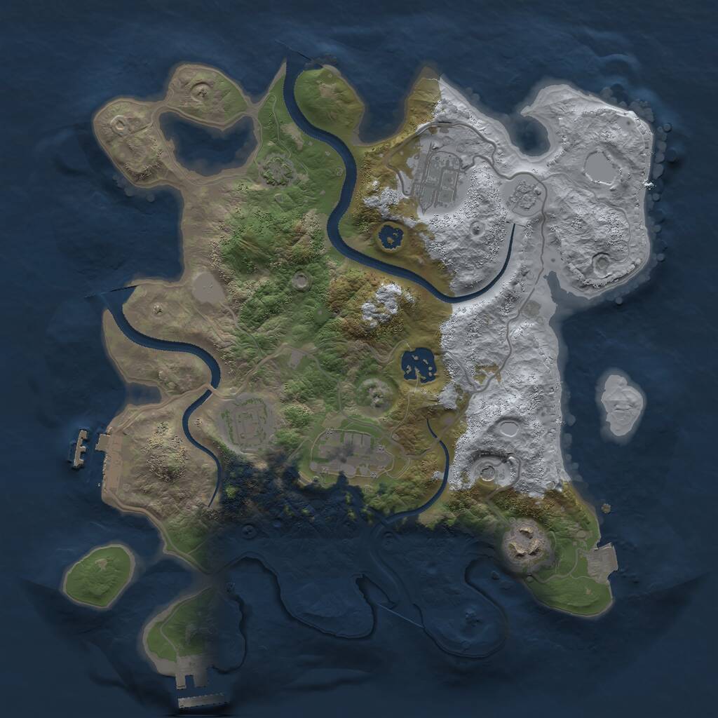 Rust Map: Procedural Map, Size: 3000, Seed: 964545960, 11 Monuments