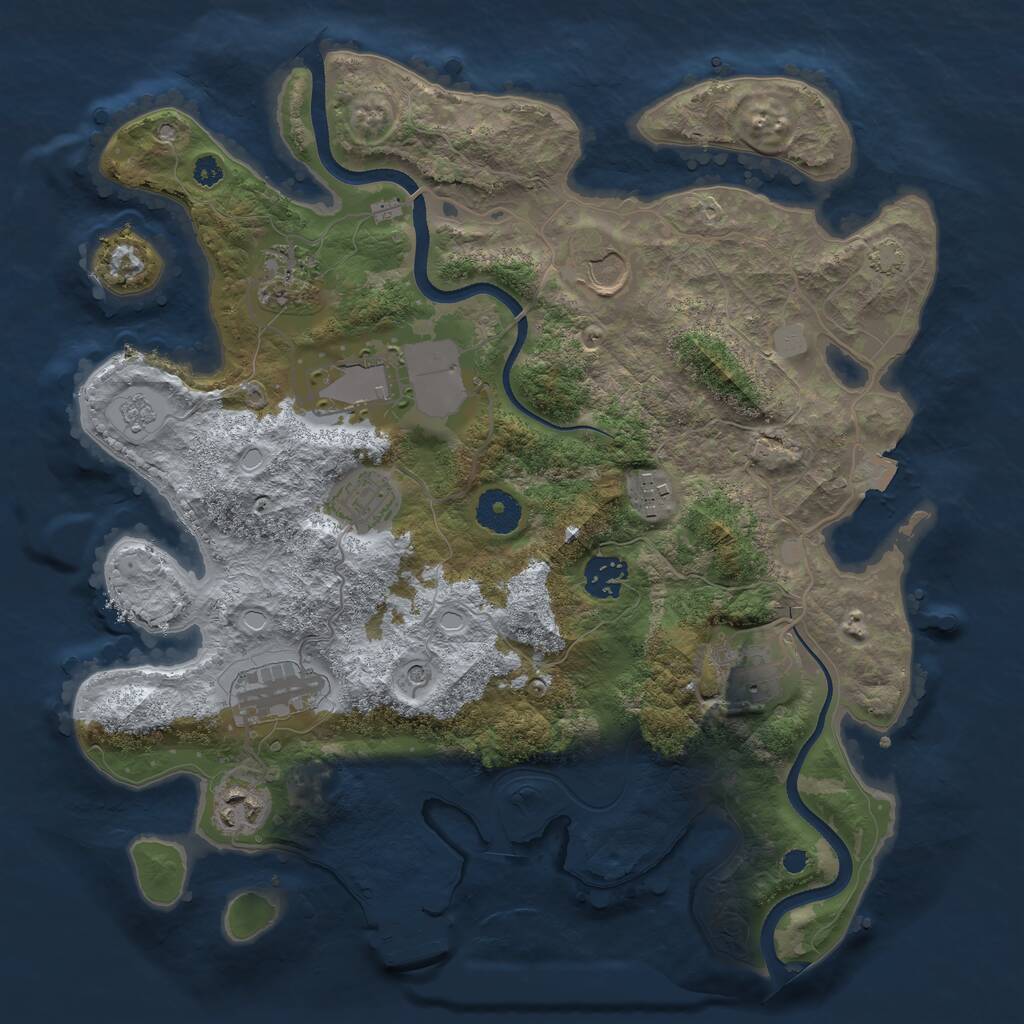 Rust Map: Procedural Map, Size: 3500, Seed: 1147485279, 14 Monuments