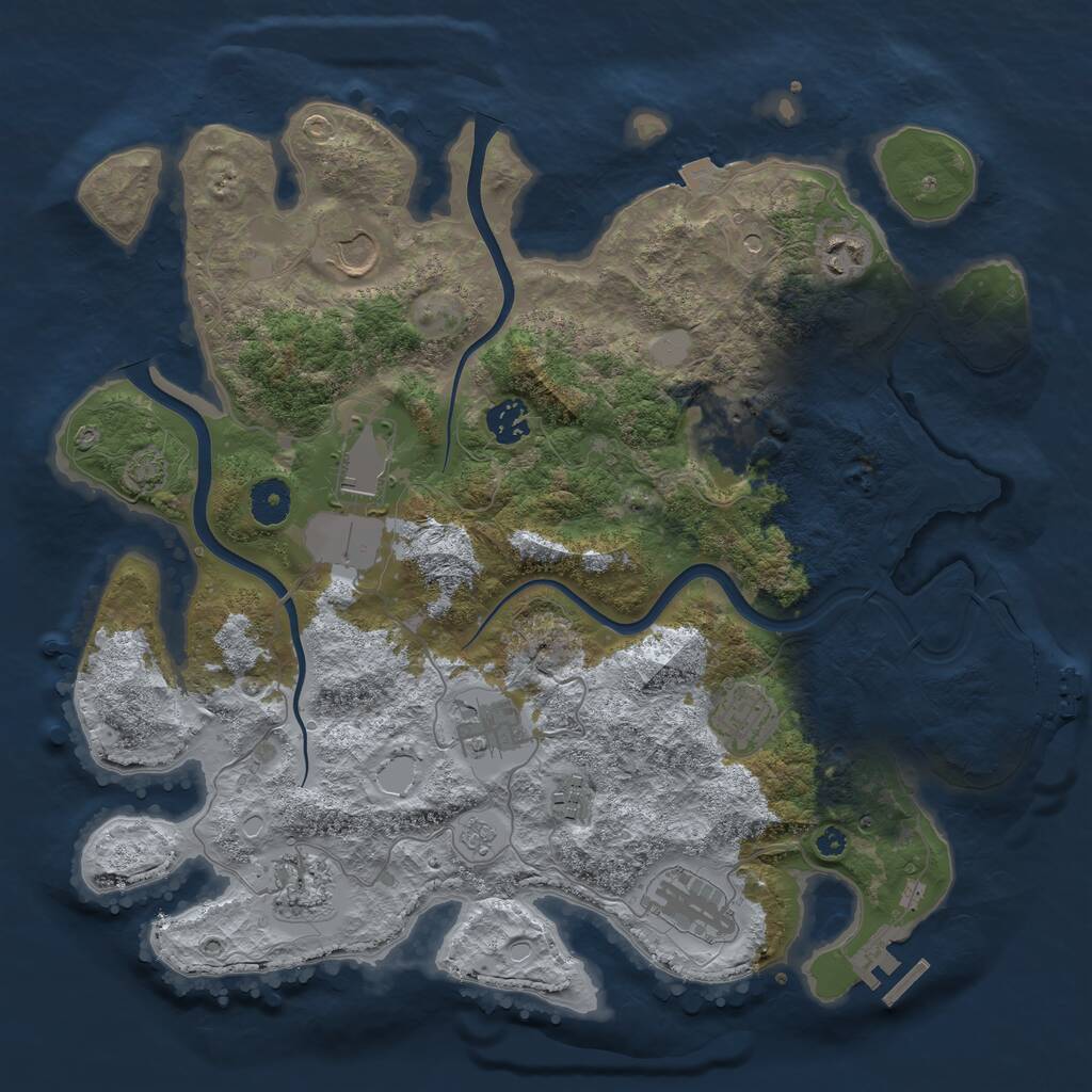 Rust Map: Procedural Map, Size: 3750, Seed: 1413189, 16 Monuments