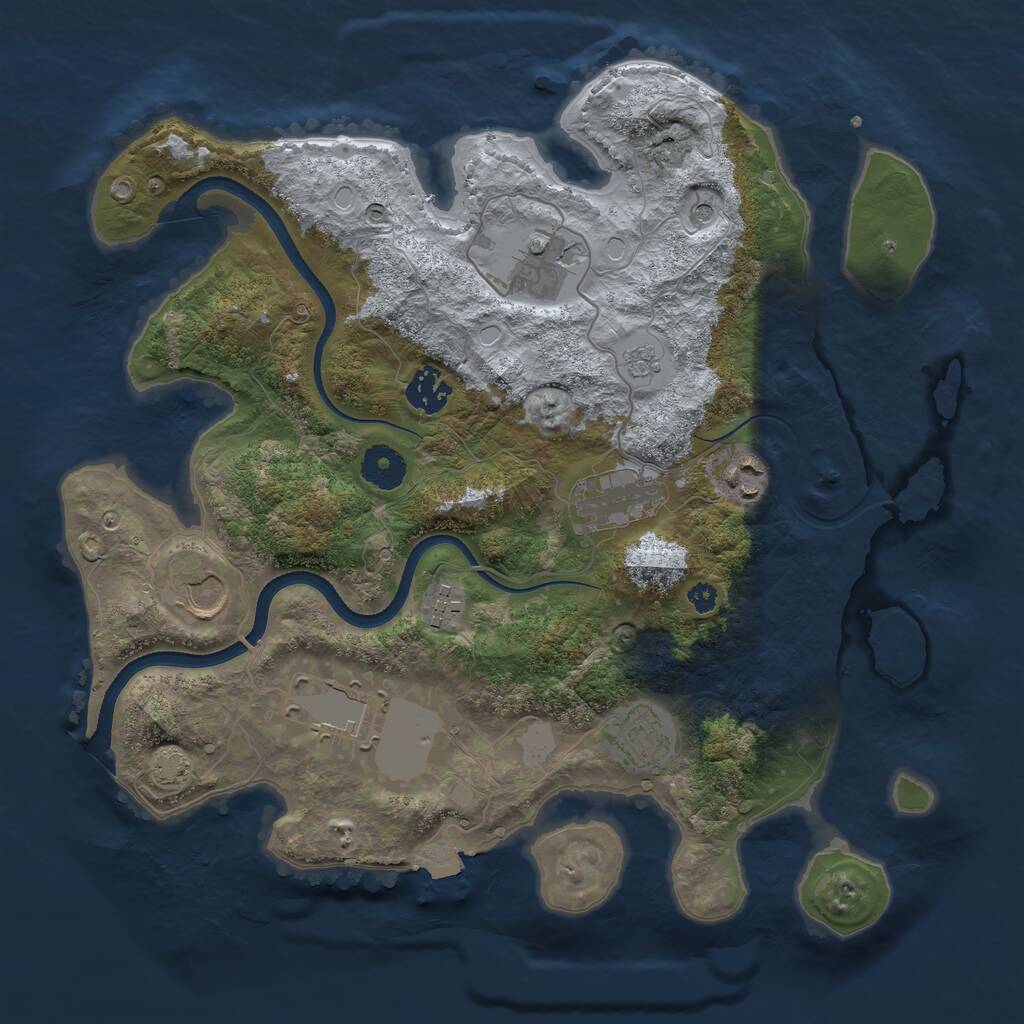 Rust Map: Procedural Map, Size: 3500, Seed: 636242, 12 Monuments