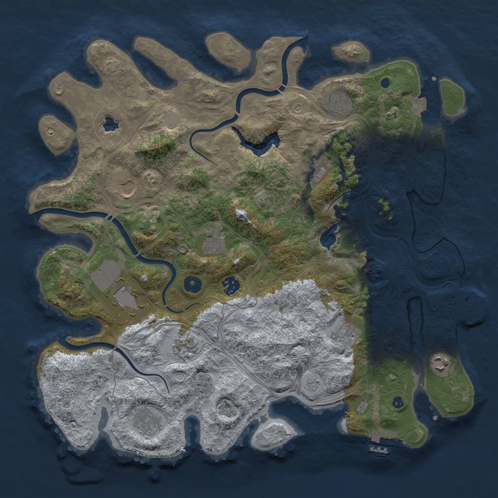 Rust Map: Procedural Map, Size: 4250, Seed: 238842565, 17 Monuments